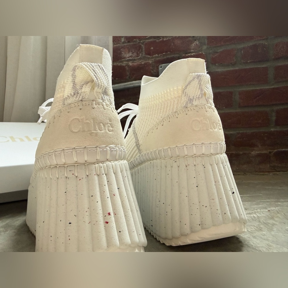 Chloe Nama suede-trimmed leather platform sneakers - Picture 3 of 3